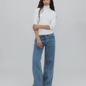 Stylish Blue Wide Leg Women's Pants
